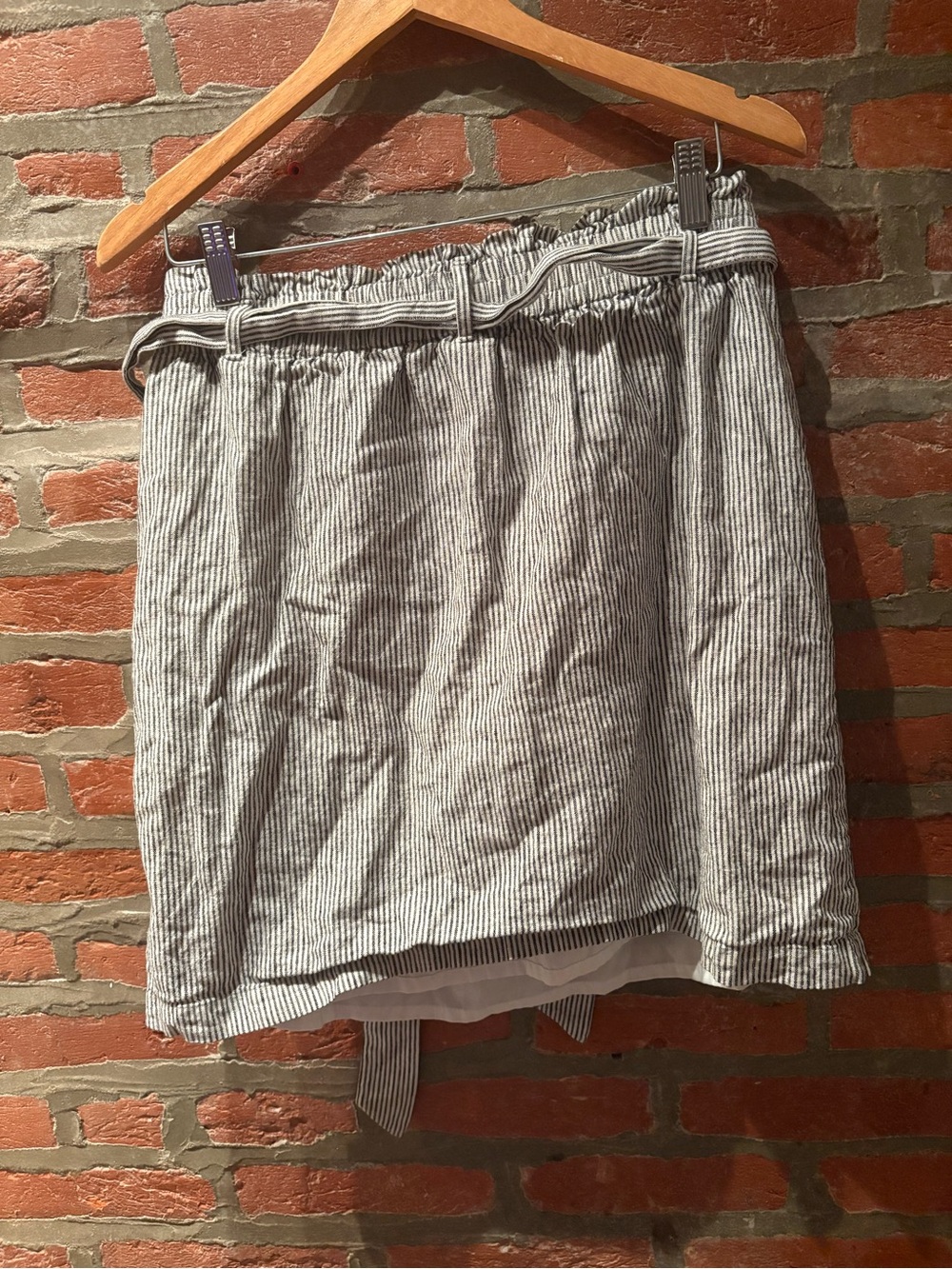 J. Crew Navy and White Striped Paperbag Waist Skirt - Picture 3 of 3